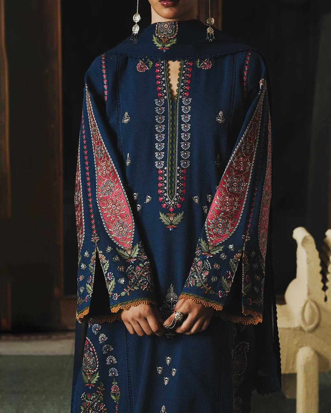 Jugnu by Hussain Rehar Unstitched Embroidered Karandi 3 Piece Suit HR26UJK Nehri - Winter Collection
