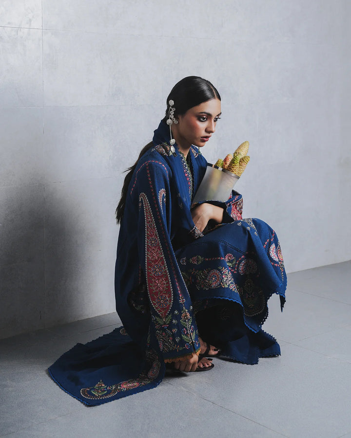 Jugnu by Hussain Rehar Unstitched Embroidered Karandi 3 Piece Suit HR26UJK Nehri - Winter Collection