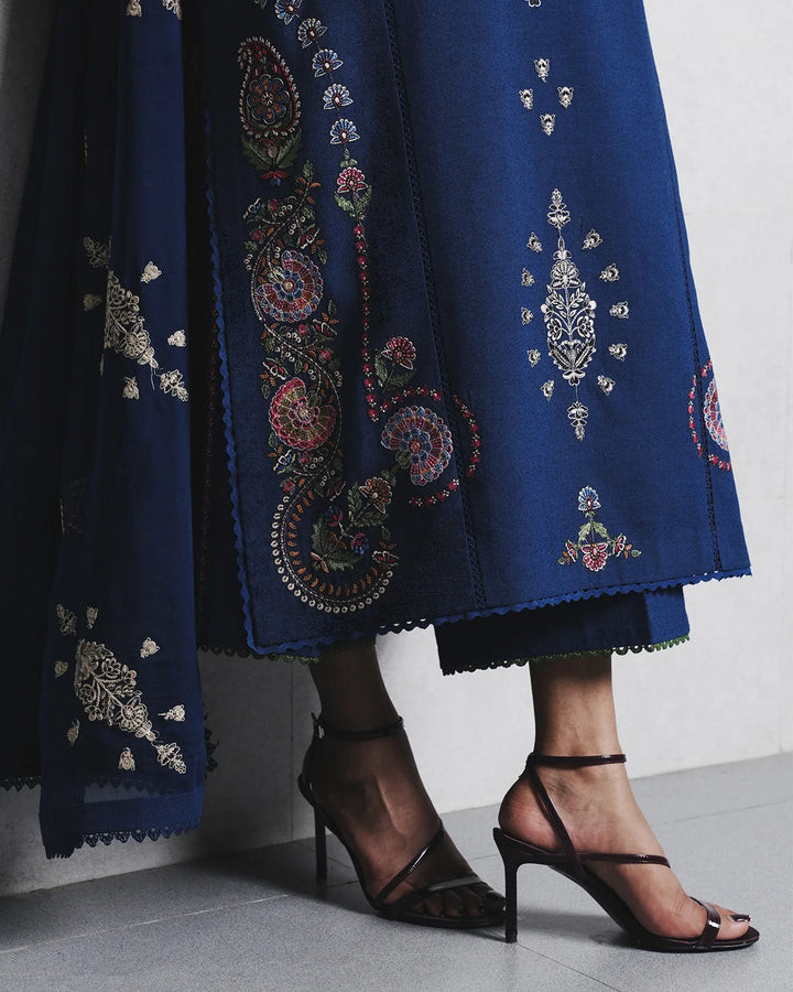 Jugnu by Hussain Rehar Unstitched Embroidered Karandi 3 Piece Suit HR26UJK Nehri - Winter Collection