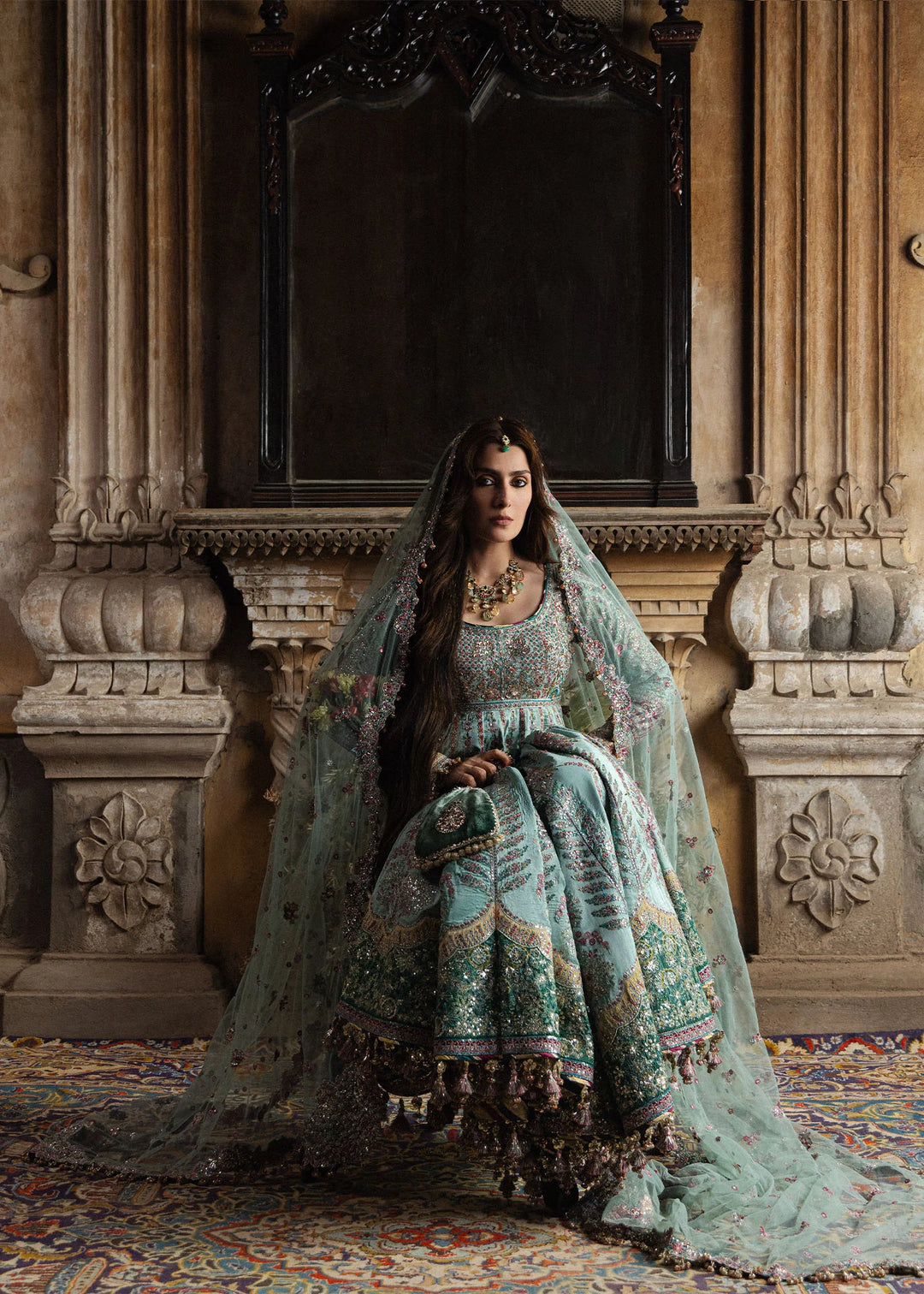 The Doll House by Hussain Rehar Unstitched Embroidered Tissue Silk 3 Piece Suit HR26UDH Zeenat D-851 - Wedding Collection