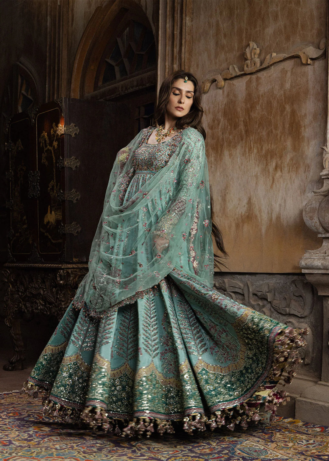 The Doll House by Hussain Rehar Unstitched Embroidered Tissue Silk 3 Piece Suit HR26UDH Zeenat D-851 - Wedding Collection