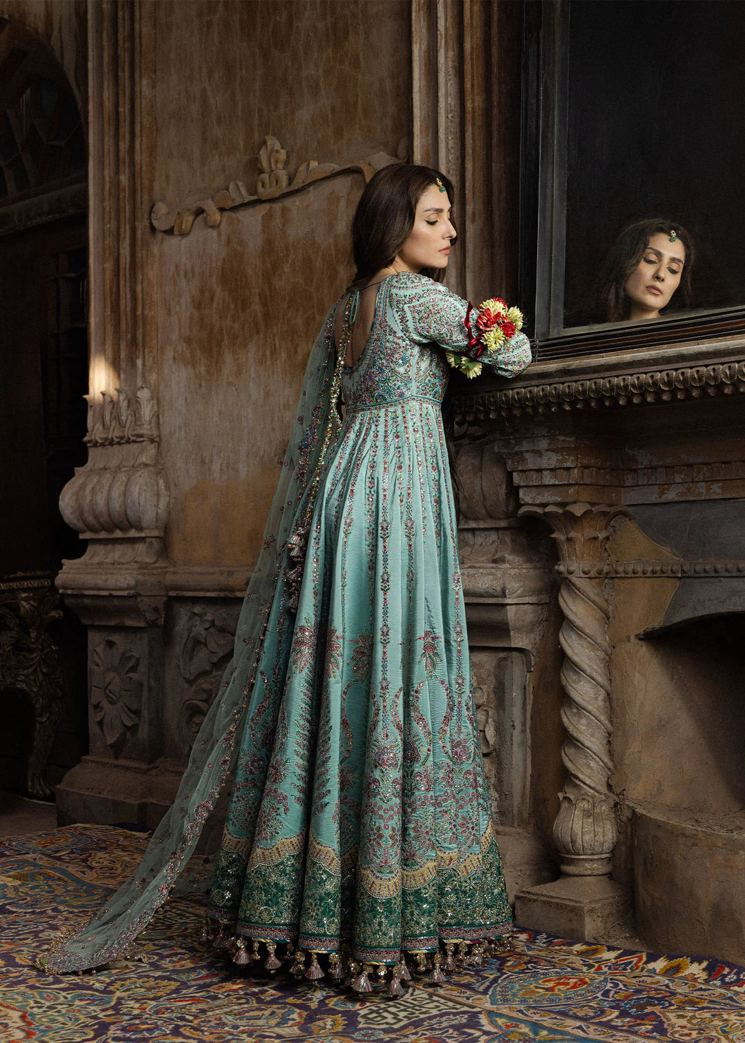 The Doll House by Hussain Rehar Unstitched Embroidered Tissue Silk 3 Piece Suit HR26UDH Zeenat D-851 - Wedding Collection