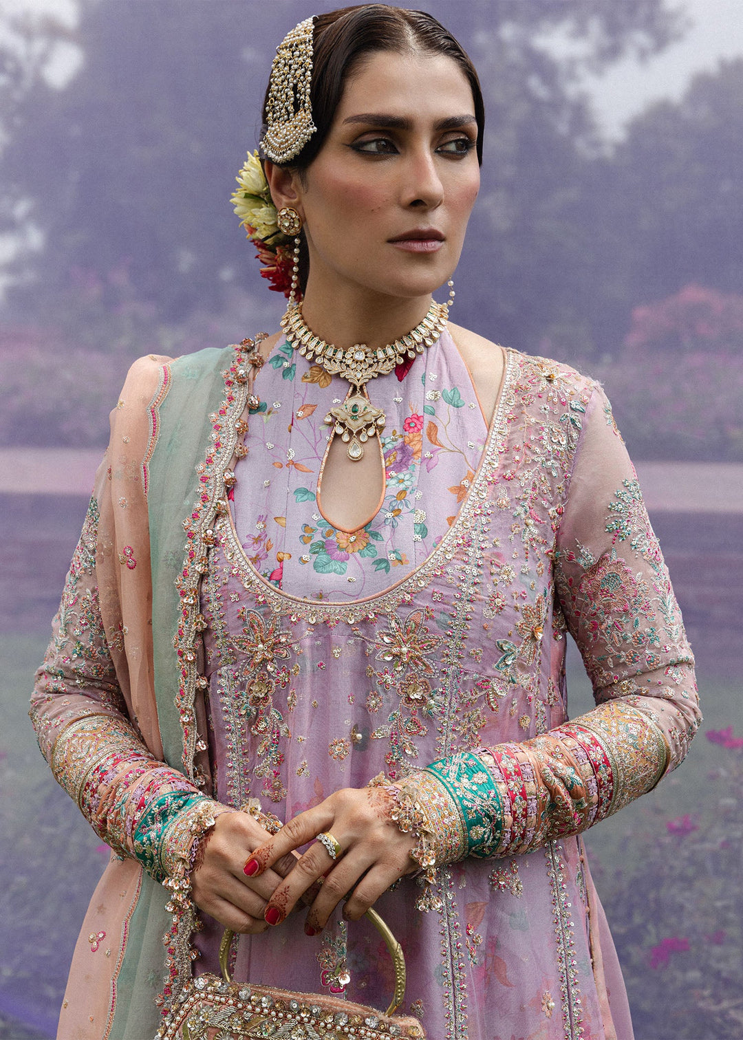 The Doll House by Hussain Rehar Unstitched Embroidered Organza 3 Piece Suit HR26UDH Gulrang D-853 - Wedding Collection