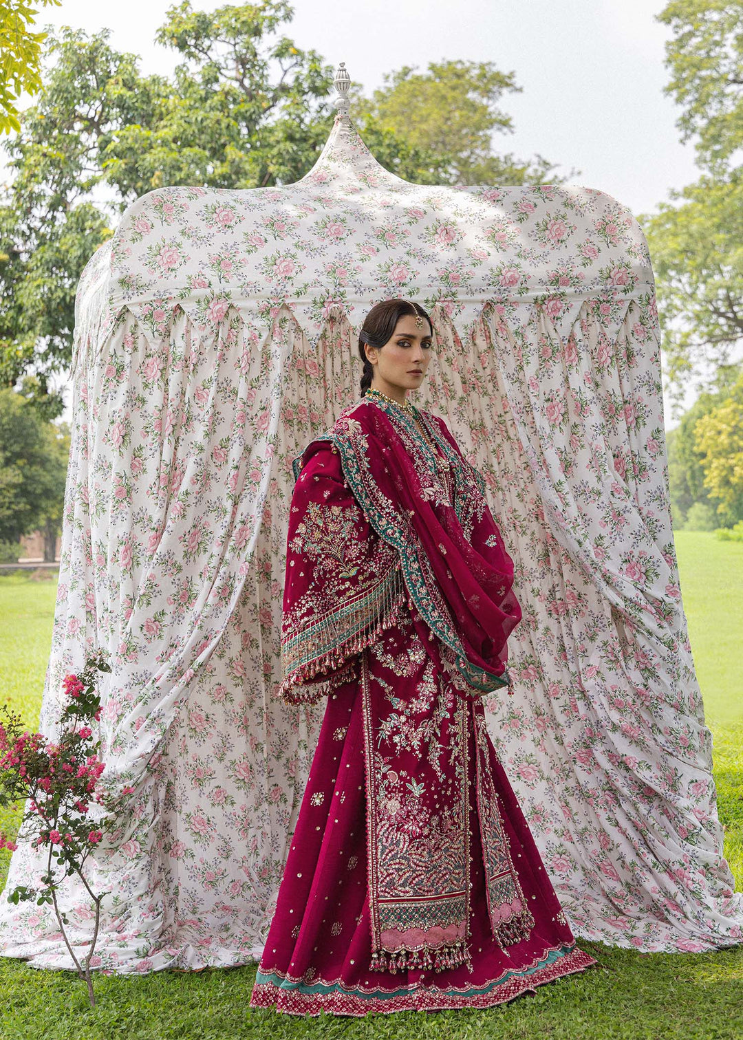 The Doll House by Hussain Rehar Unstitched Embroidered Korean Silk 3 Piece Suit HR26UDH Sher Bano D-872 - Wedding Collection