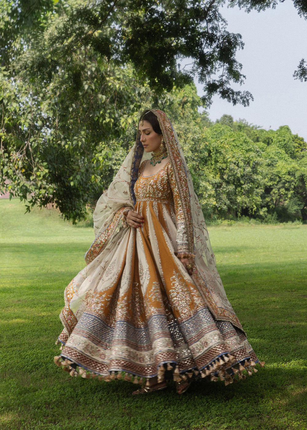 The Doll House by Hussain Rehar Unstitched Embroidered Korean Silk 3 Piece Suit HR26UDH Mehru D-877 - Wedding Collection