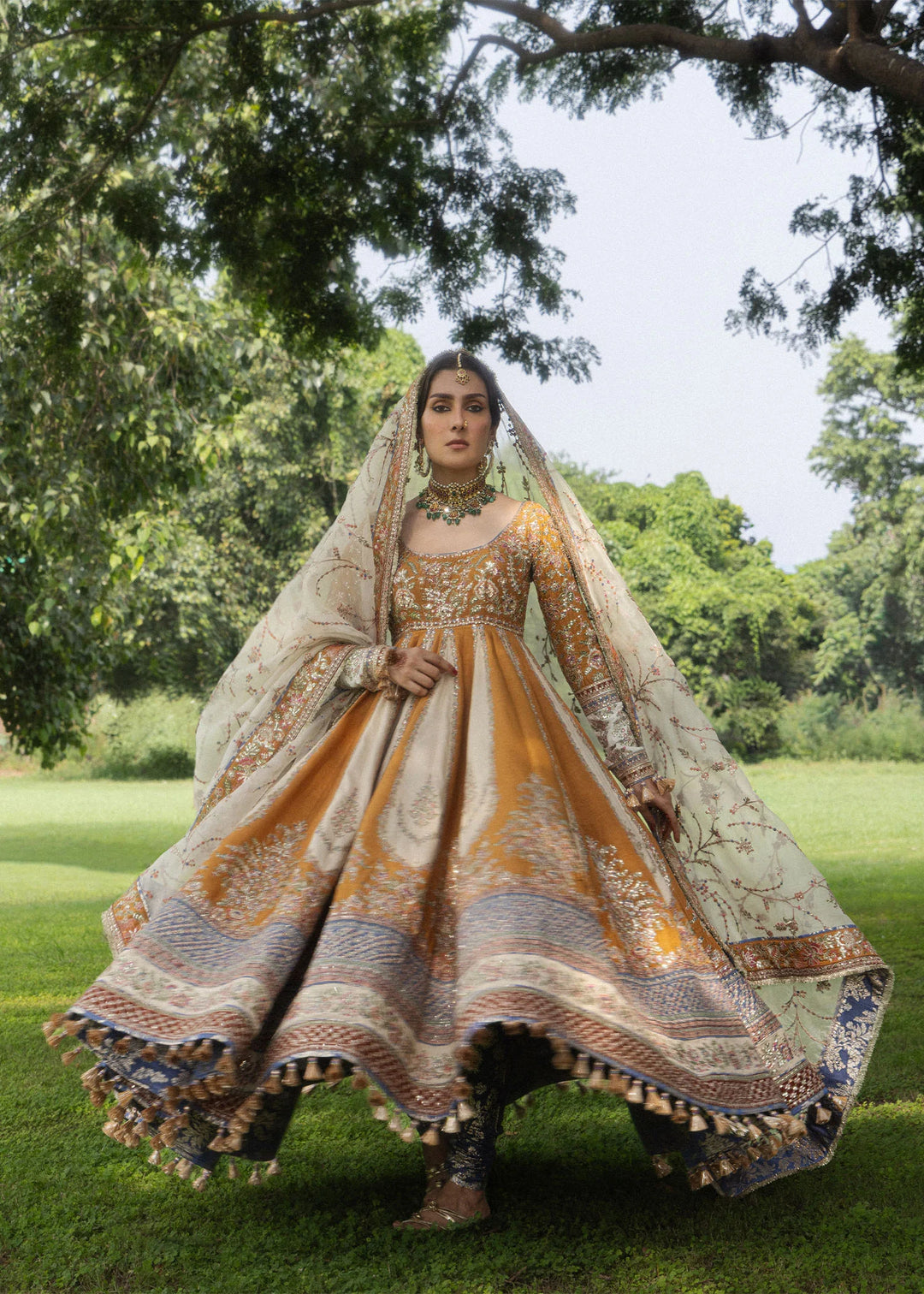 The Doll House by Hussain Rehar Unstitched Embroidered Korean Silk 3 Piece Suit HR26UDH Mehru D-877 - Wedding Collection