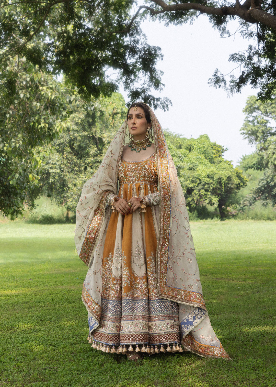 The Doll House by Hussain Rehar Unstitched Embroidered Korean Silk 3 Piece Suit HR26UDH Mehru D-877 - Wedding Collection