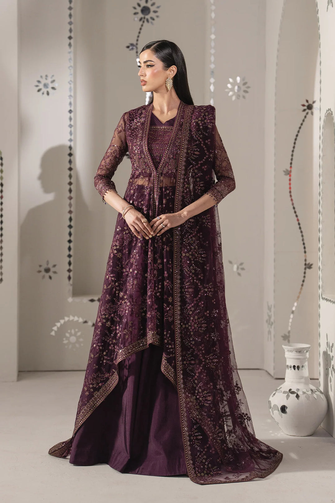 Shehnai by Lavish Premium Unstitched Embroidered Organza 3 Piece Suit LVP26USO SH-08 RAQS-E-GUL - Wedding Collection
