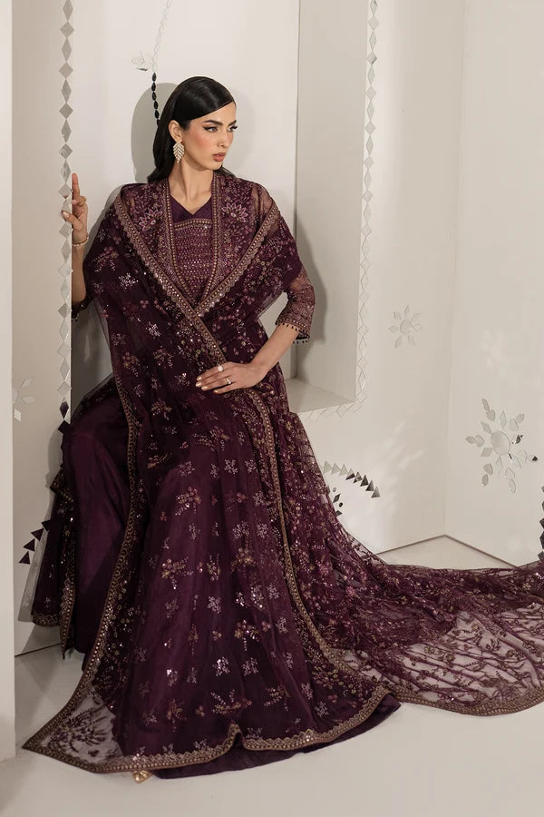 Shehnai by Lavish Premium Unstitched Embroidered Organza 3 Piece Suit LVP26USO SH-08 RAQS-E-GUL - Wedding Collection
