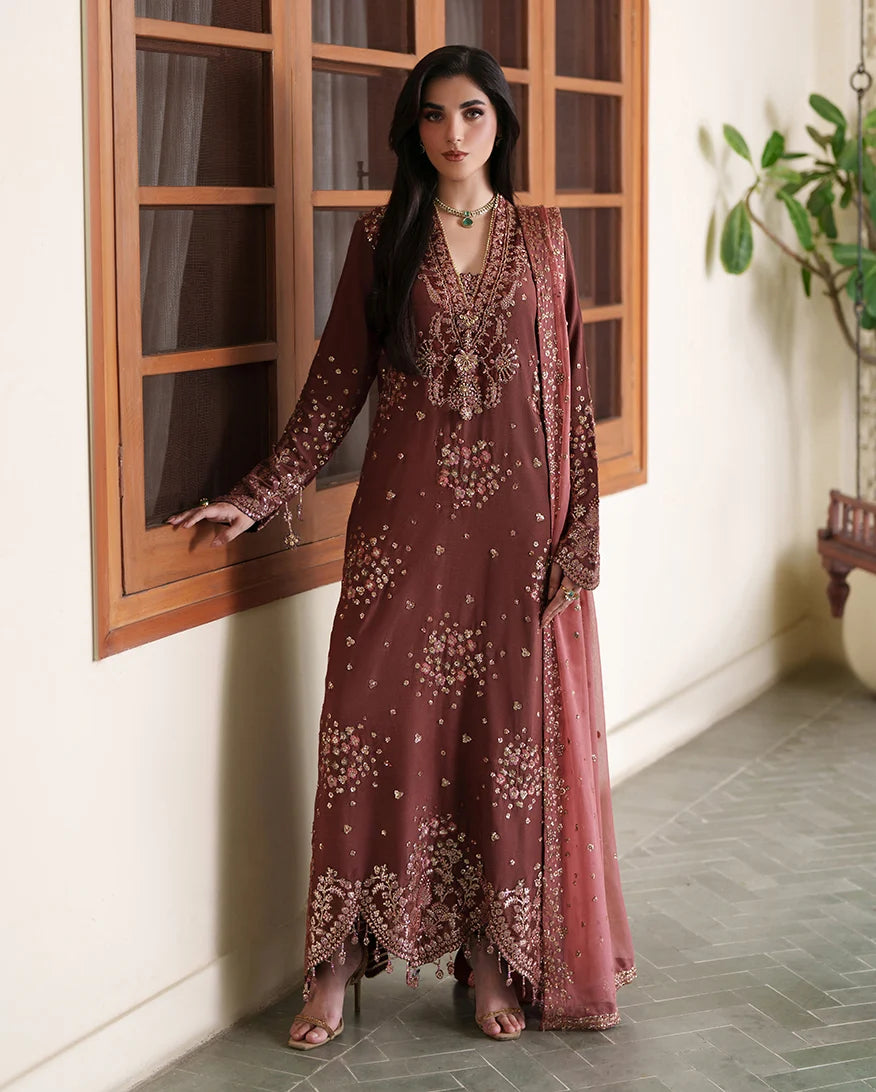 Mahenoor by Roheenaz Unstitched Embroidered Raw Silk 3 Piece Suit RN26UMR Zarnish RUNES260101 - Festive Collection