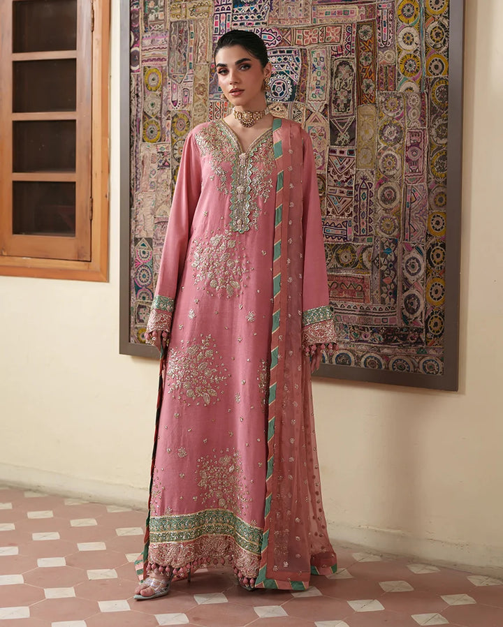 Mahenoor by Roheenaz Unstitched Embroidered Raw Silk 3 Piece Suit RN26UMR Pari Rukh RUNES260102 - Festive Collection