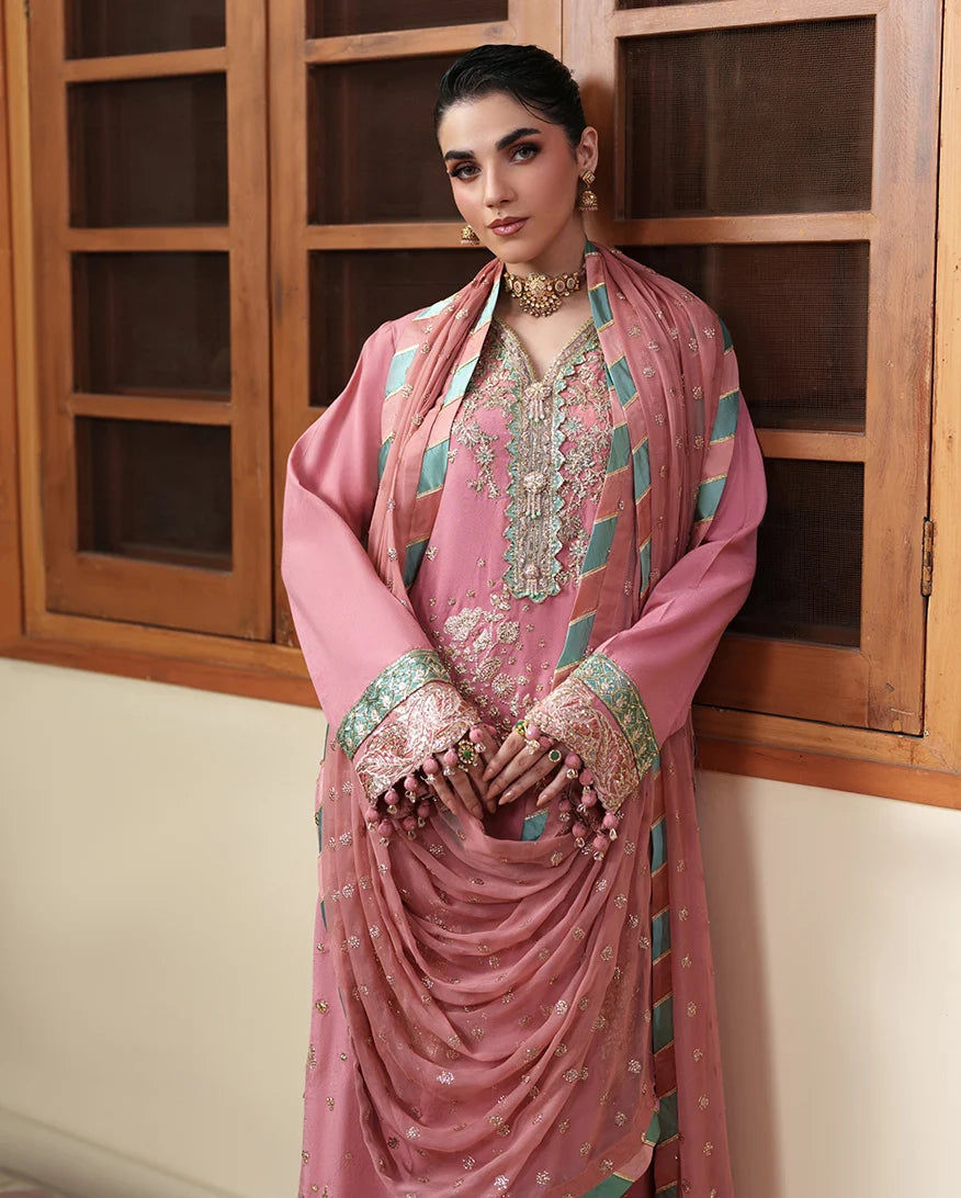 Mahenoor by Roheenaz Unstitched Embroidered Raw Silk 3 Piece Suit RN26UMR Pari Rukh RUNES260102 - Festive Collection