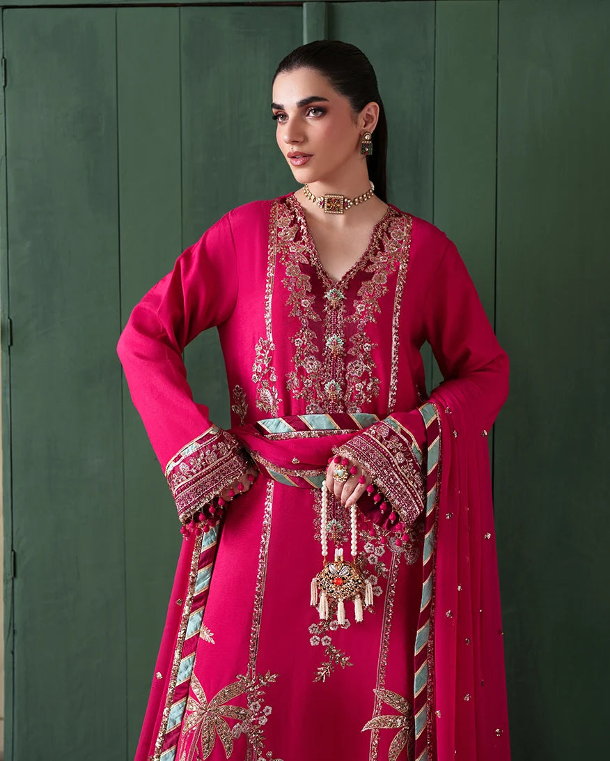 Mahenoor by Roheenaz Unstitched Embroidered Raw Silk 3 Piece Suit RN26UMR Mahveen RUNES260104 - Festive Collection