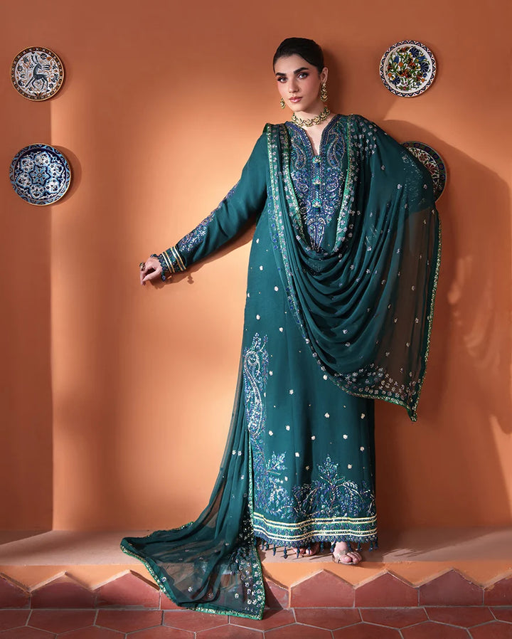 Mahenoor by Roheenaz Unstitched Embroidered Raw Silk 3 Piece Suit RN26UMR Nayyara RUNES260105 - Festive Collection