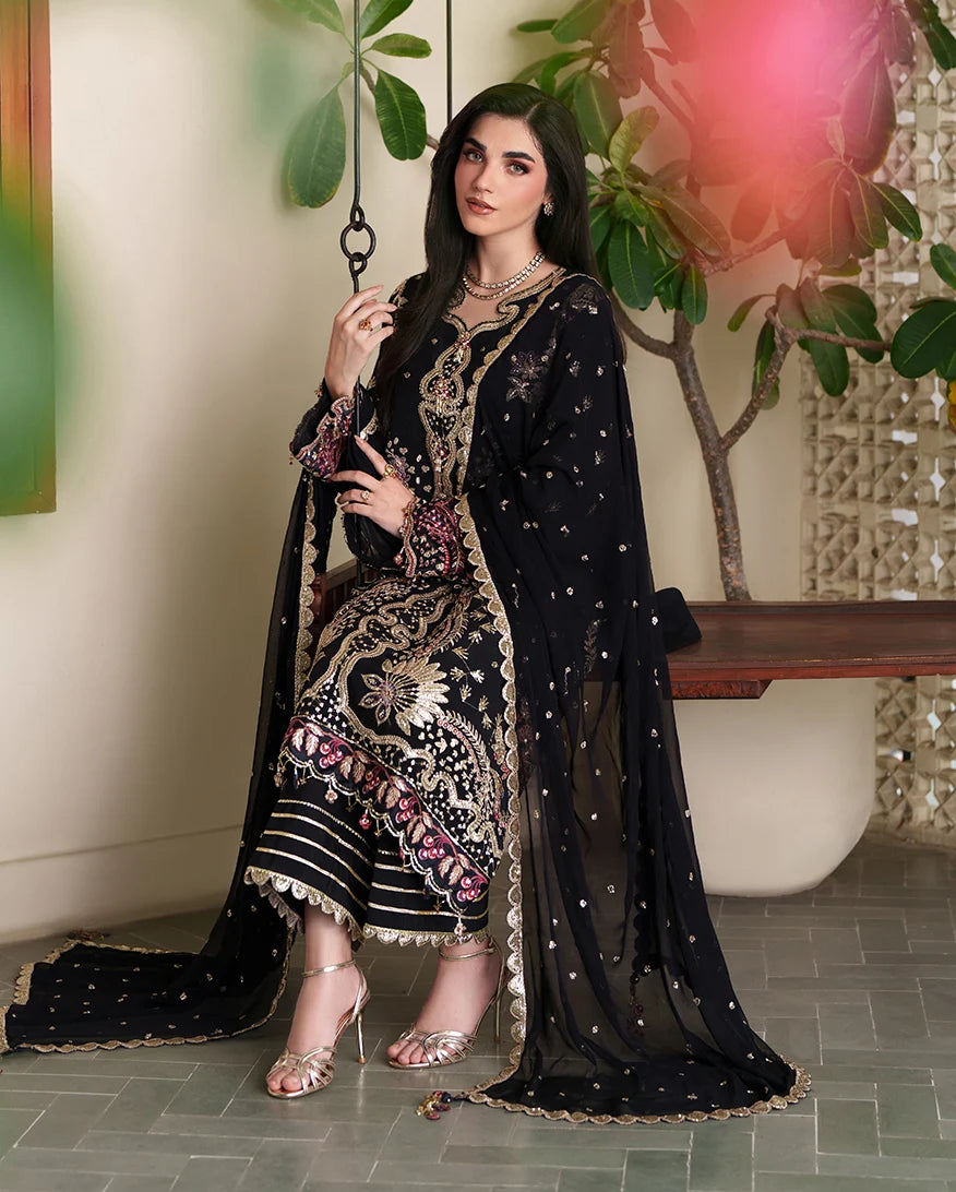 Mahenoor by Roheenaz Unstitched Embroidered Raw Silk 3 Piece Suit RN26UMR Chandni RUNES260107 - Festive Collection