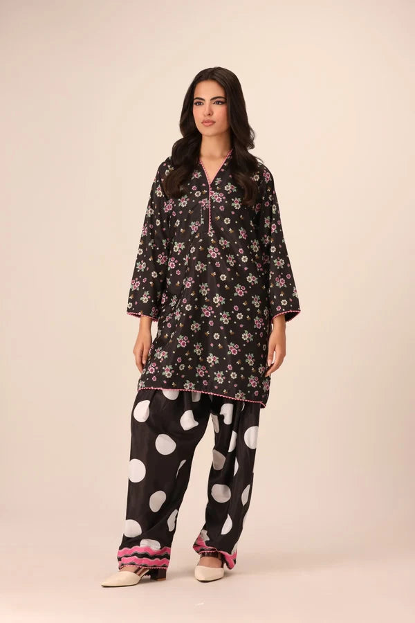 Essential Edit by Raum by Sarb RTW Printed Grip Silk 2 Piece Suit RS26REE ED-03 Black - Casual Collection