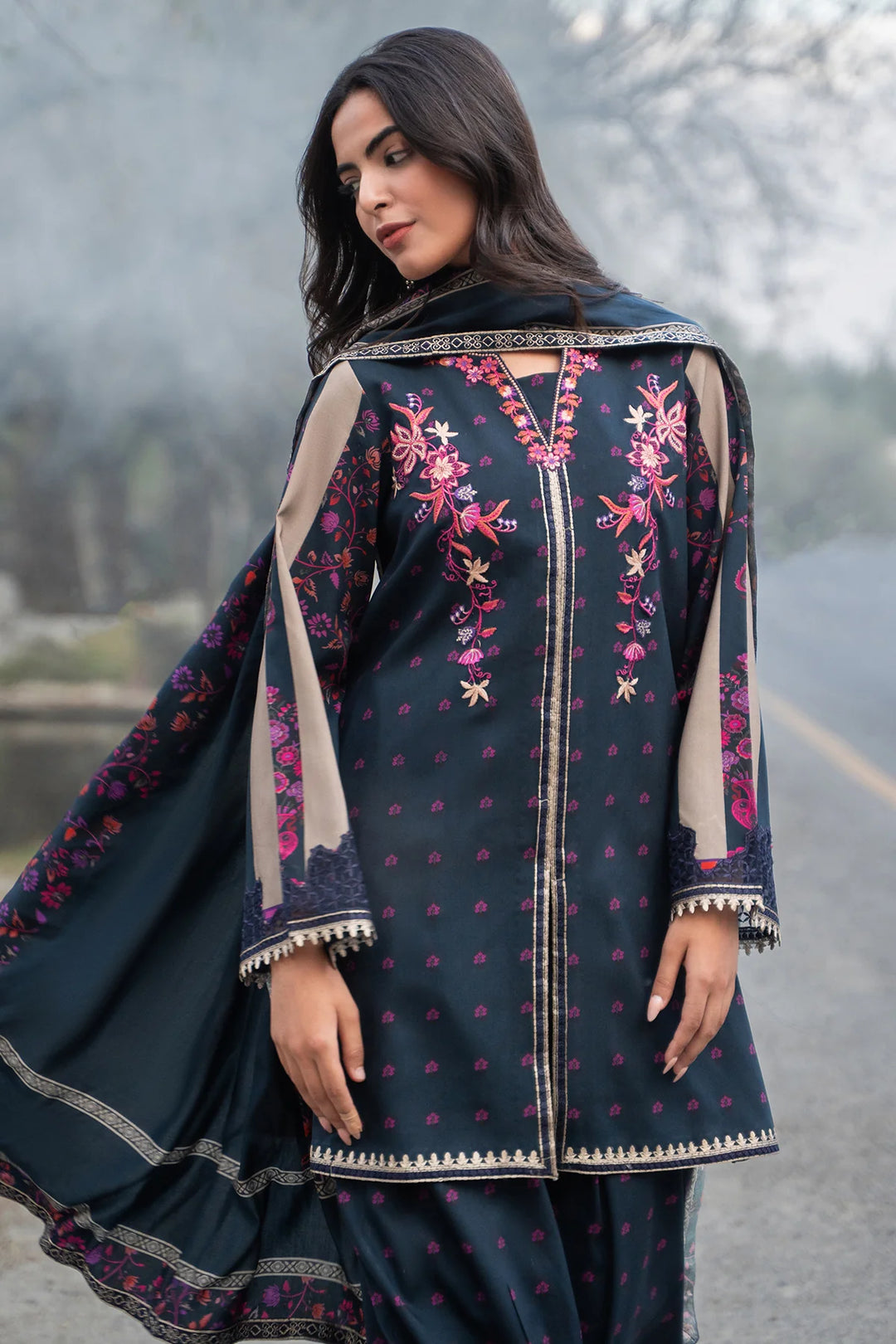 Aniiq by Charizma Unstitched Embroidered Linen 3 Piece Suit CHR26UAL ANW7-11 - Casual Collection