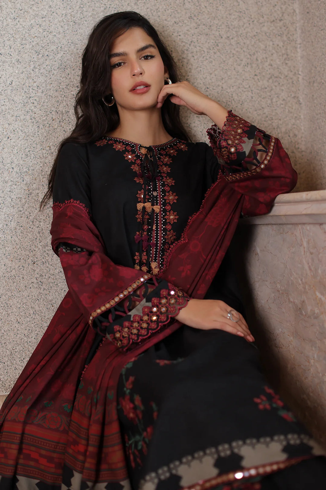 Aniiq by Charizma Unstitched Embroidered Linen 3 Piece Suit CHR26UAL ANW7-18 - Casual Collection
