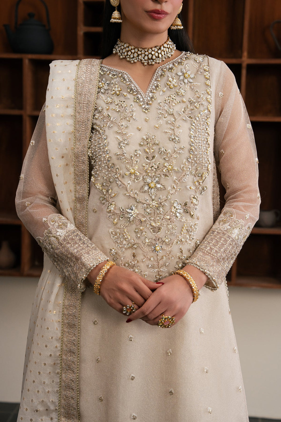 Xenia Formals Unstitched Embroidered Organza 3 Piece Suit D-01 Royale - Festive Collection