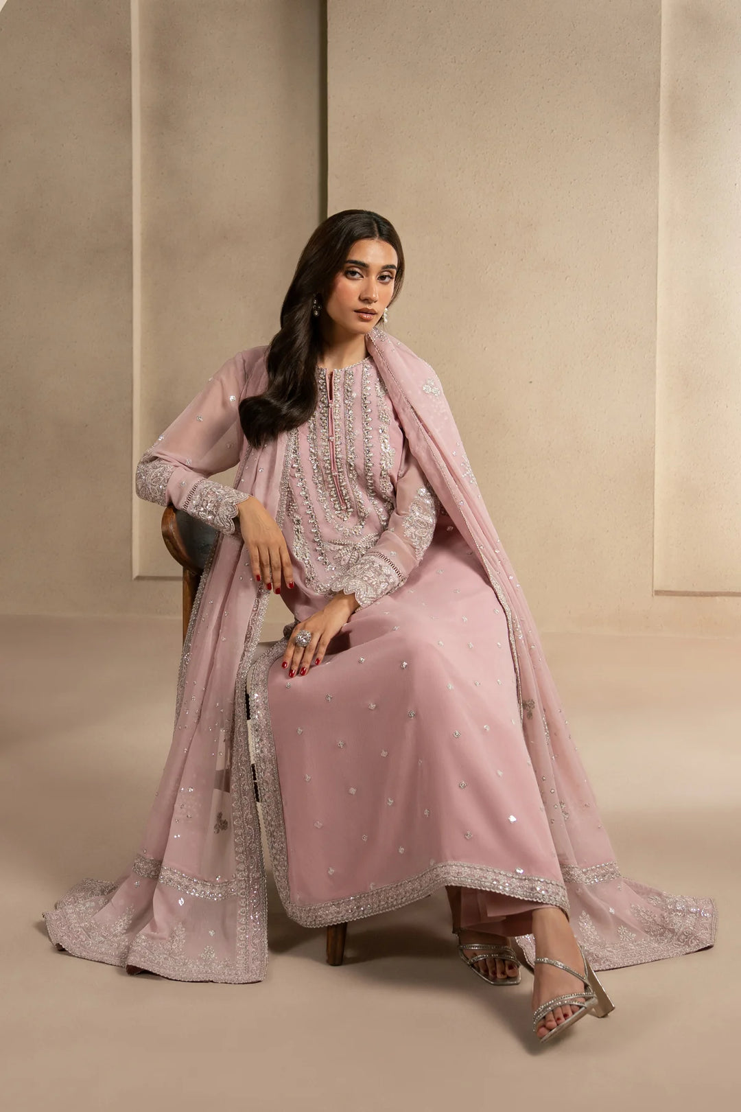 Xenia Formals Unstitched Embroidered Chiffon 3 Piece Suit XF-1289 Nila - Festive Collection