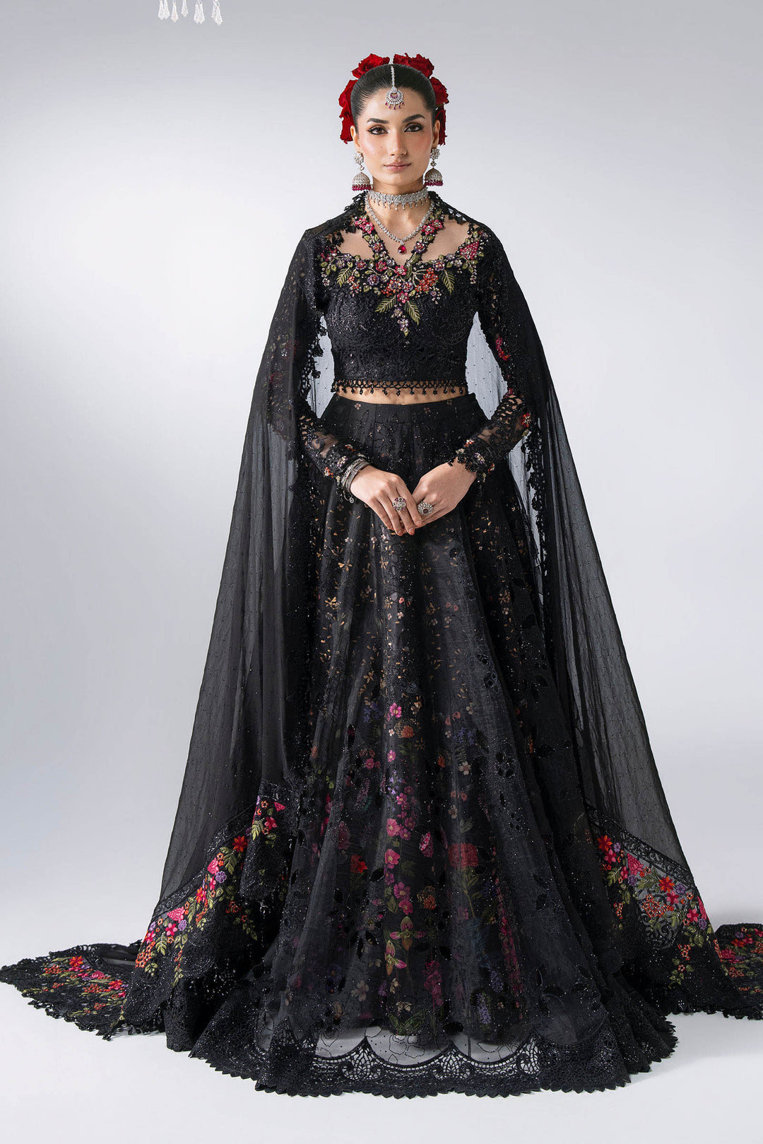 Mbroidered by Maria B Unstitched Embroidered Organza 3 Piece Suit MB26UMW D1 - Wedding Collection