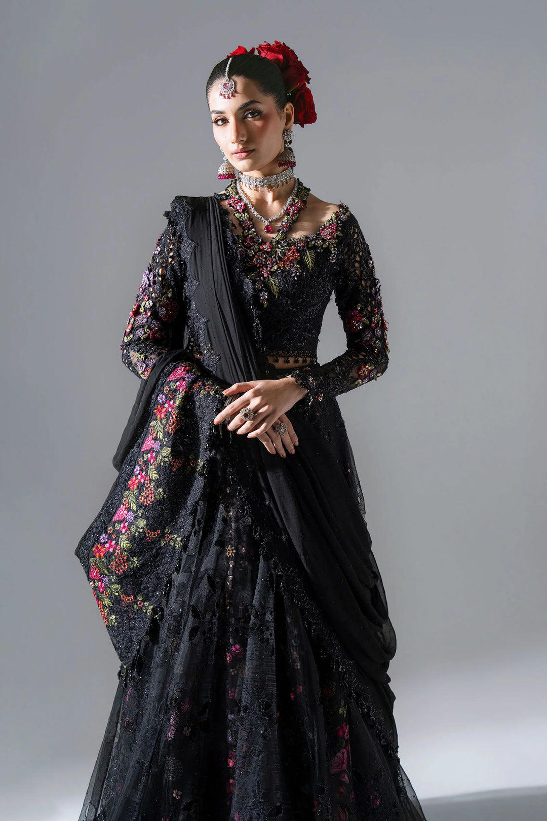 Mbroidered by Maria B Unstitched Embroidered Organza 3 Piece Suit MB26UMW D1 - Wedding Collection