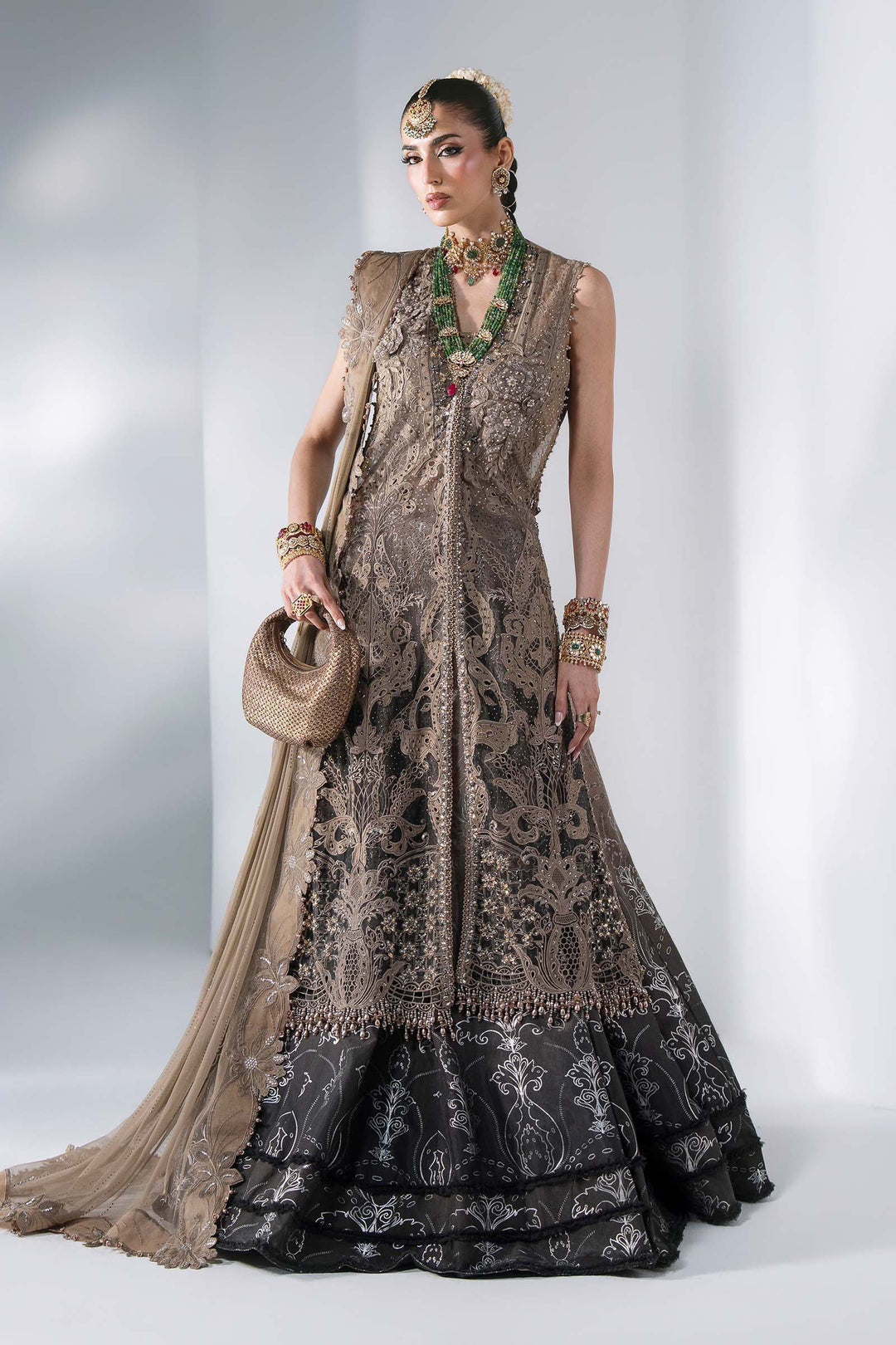 Mbroidered by Maria B Unstitched Embroidered Chiffon 3 Piece Suit MB26UMW D2 - Wedding Collection