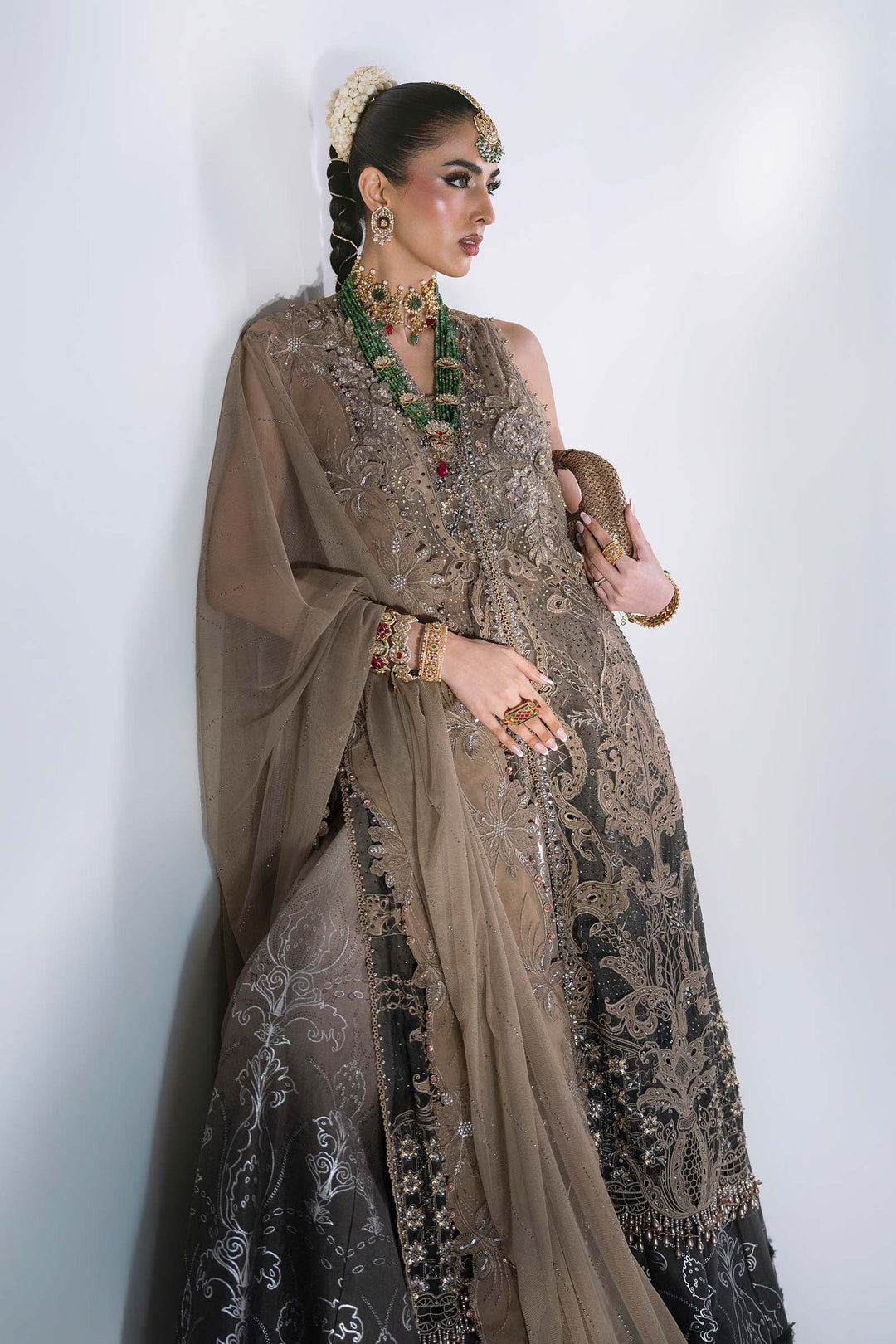 Mbroidered by Maria B Unstitched Embroidered Chiffon 3 Piece Suit MB26UMW D2 - Wedding Collection