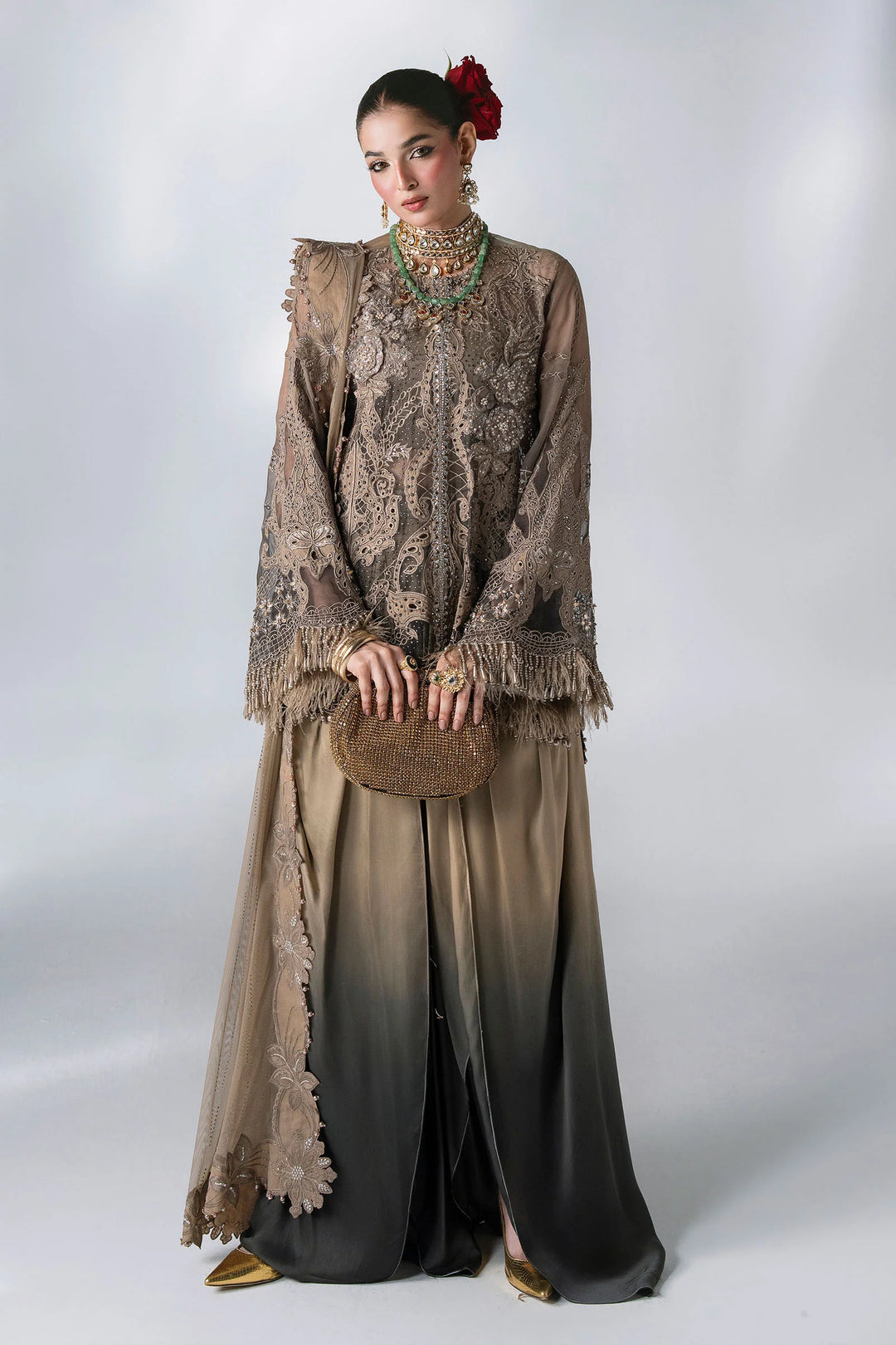 Mbroidered by Maria B Unstitched Embroidered Chiffon 3 Piece Suit MB26UMW D2 - Wedding Collection