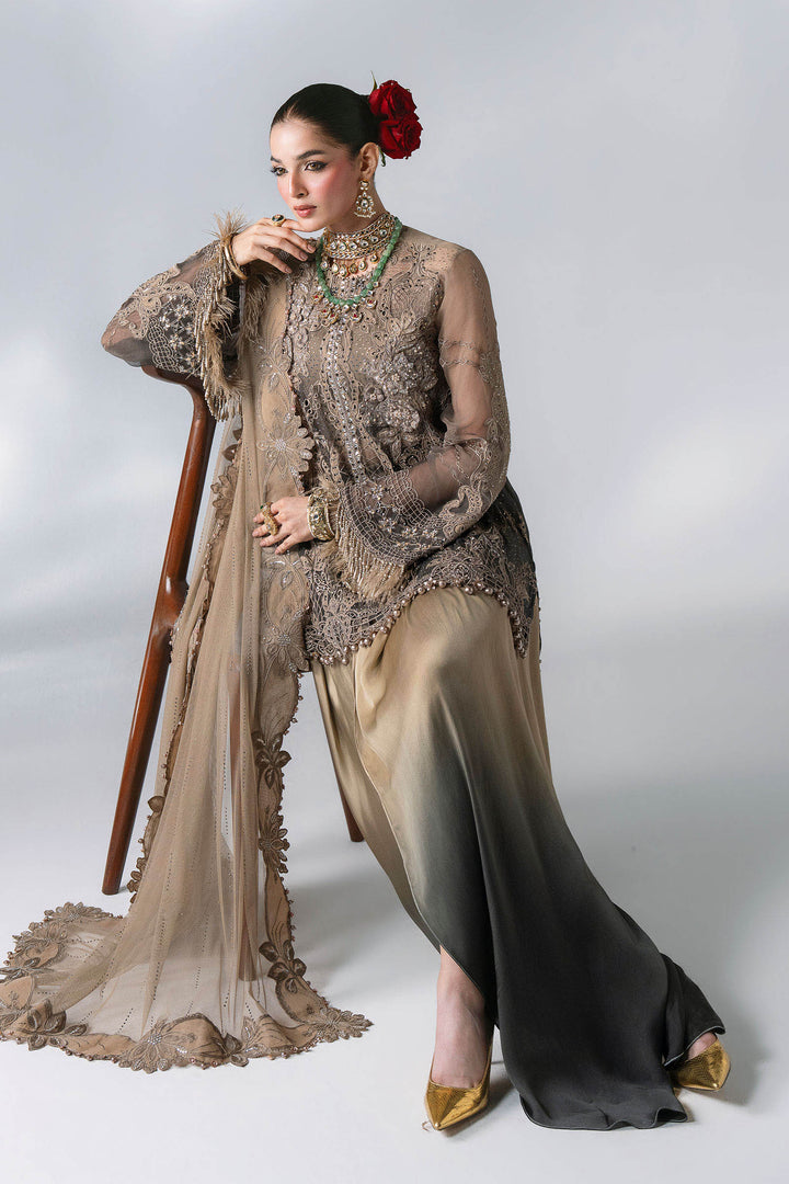 Mbroidered by Maria B Unstitched Embroidered Chiffon 3 Piece Suit MB26UMW D2 - Wedding Collection
