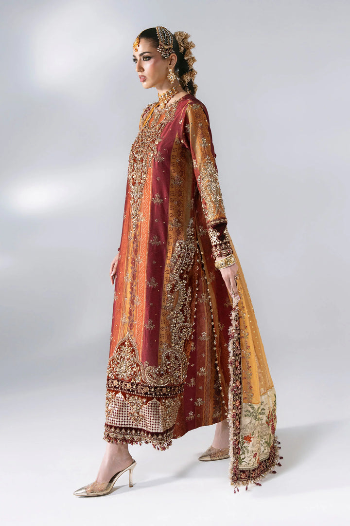 Mbroidered by Maria B Unstitched Embroidered Raw Silk 3 Piece Suit MB26UMW D4 - Wedding Collection