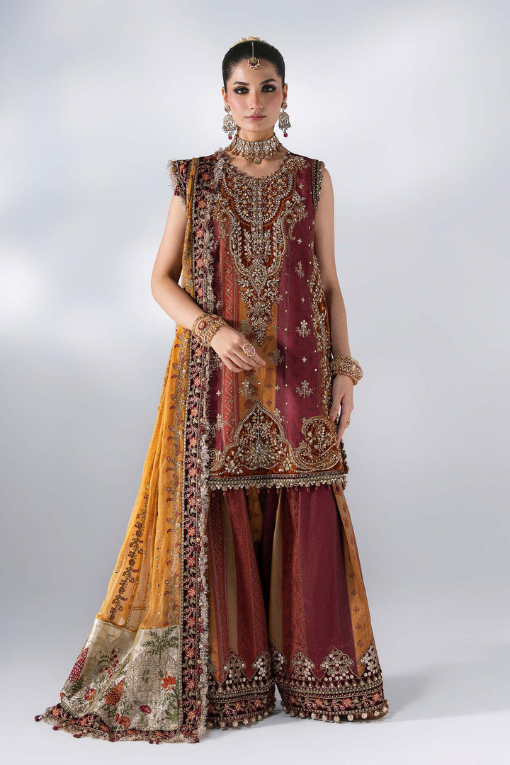 Mbroidered by Maria B Unstitched Embroidered Raw Silk 3 Piece Suit MB26UMW D4 - Wedding Collection