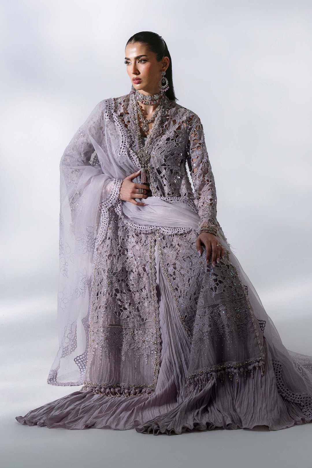 Mbroidered by Maria B Unstitched Embroidered Organza 3 Piece Suit MB26UMW D5 - Wedding Collection