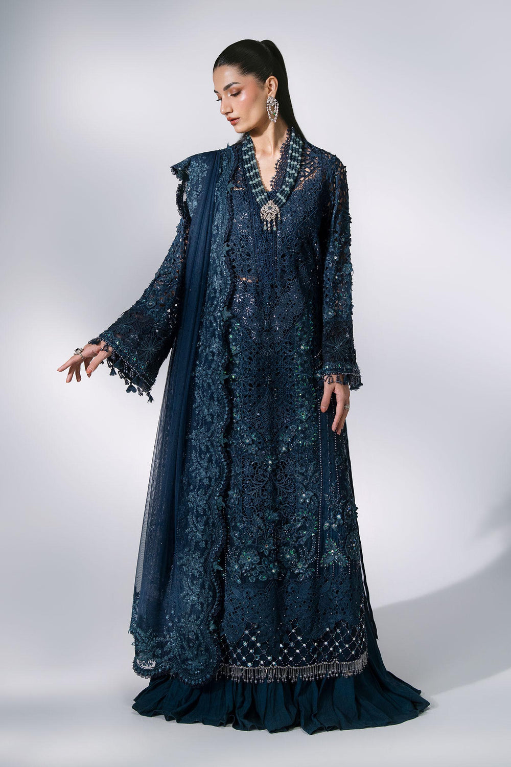 Mbroidered by Maria B Unstitched Embroidered Organza 3 Piece Suit MB26UMW D6 - Wedding Collection