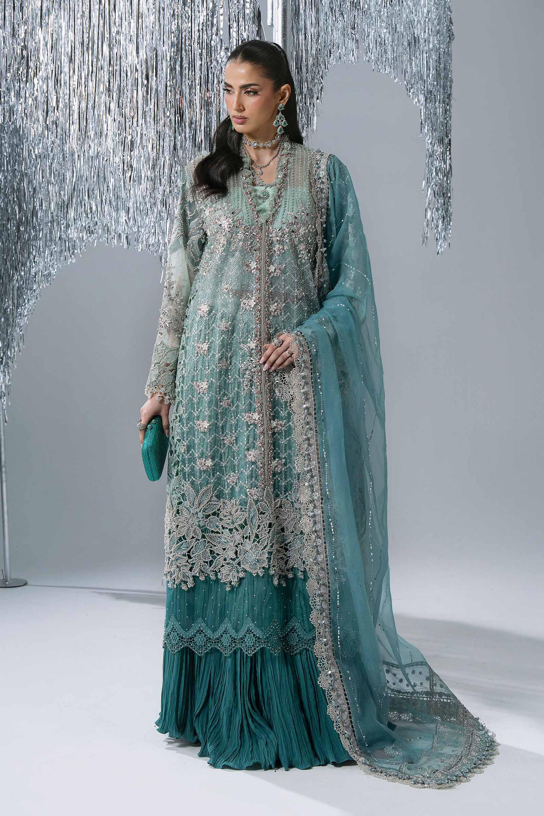 Mbroidered by Maria B Unstitched Embroidered Organza 3 Piece Suit MB26UMW D7 - Wedding Collection