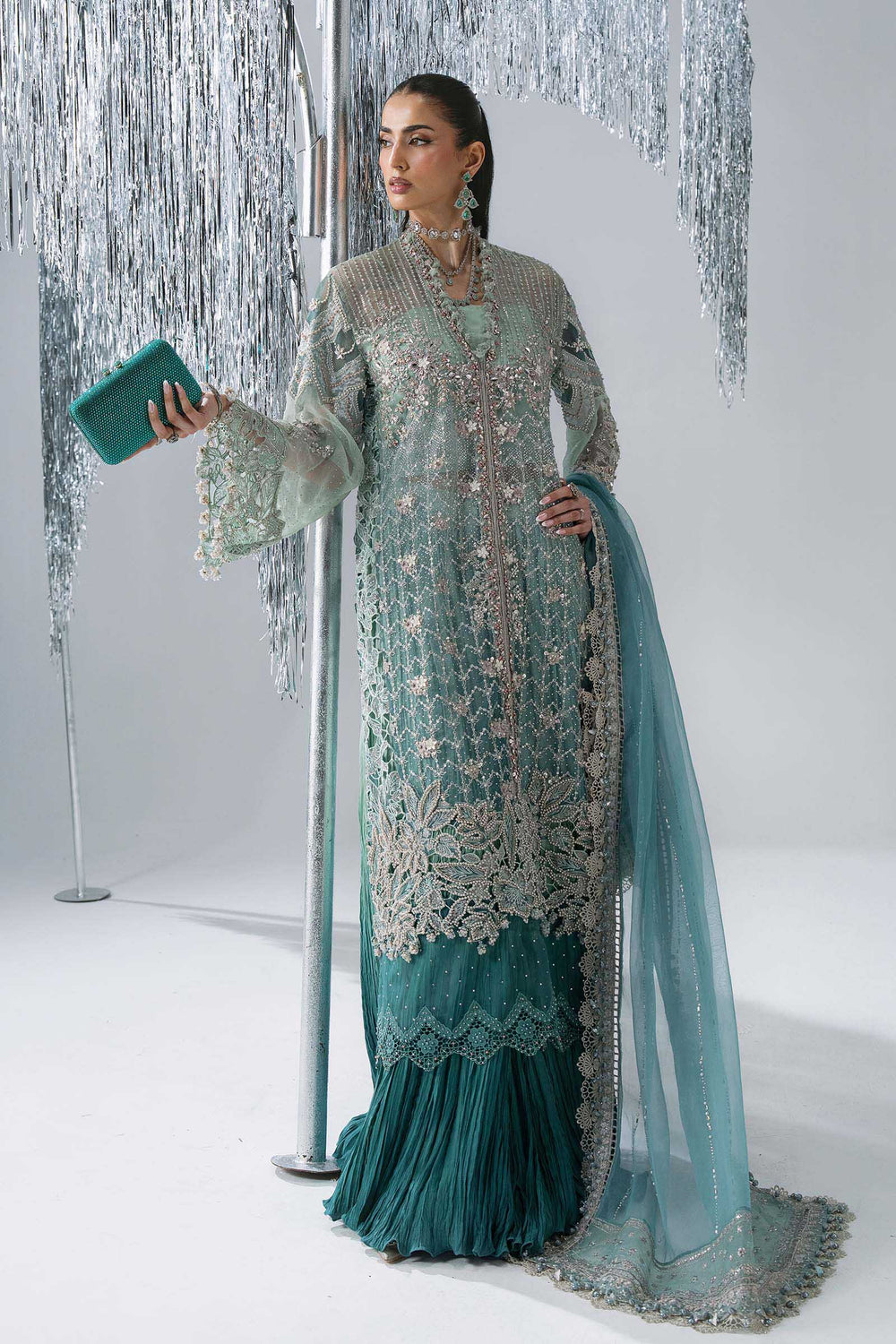 Mbroidered by Maria B Unstitched Embroidered Organza 3 Piece Suit MB26UMW D7 - Wedding Collection