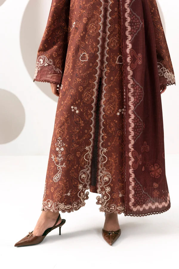Q prints by Qalamkar Unstitched Embroidered Slub Linen 3 Piece Suit QLK26ULQ Jaza QPW-01A - Winter Collection
