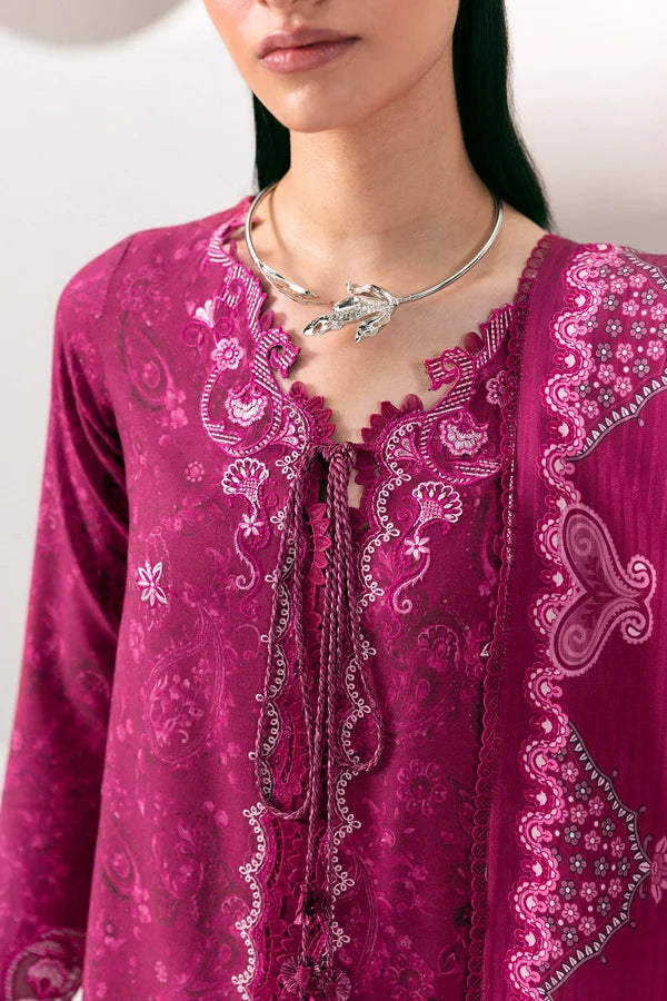 Q prints by Qalamkar Unstitched Embroidered Slub Linen 3 Piece Suit QLK26ULQ Kaira QPW-01B - Winter Collection