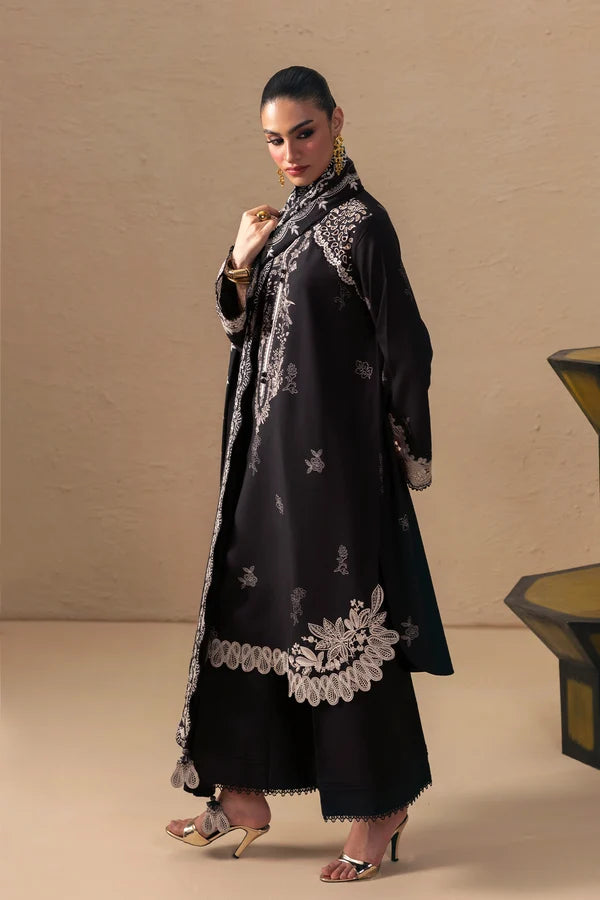 Q prints by Qalamkar Unstitched Embroidered Slub Linen 3 Piece Suit QLK26ULQ Laiza QPW-02A - Winter Collection