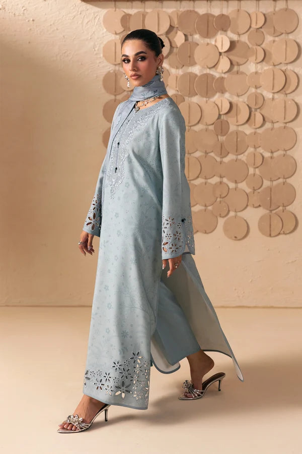 Q prints by Qalamkar Unstitched Embroidered Slub Linen 3 Piece Suit QLK26ULQ Oriana QPW-04A - Winter Collection