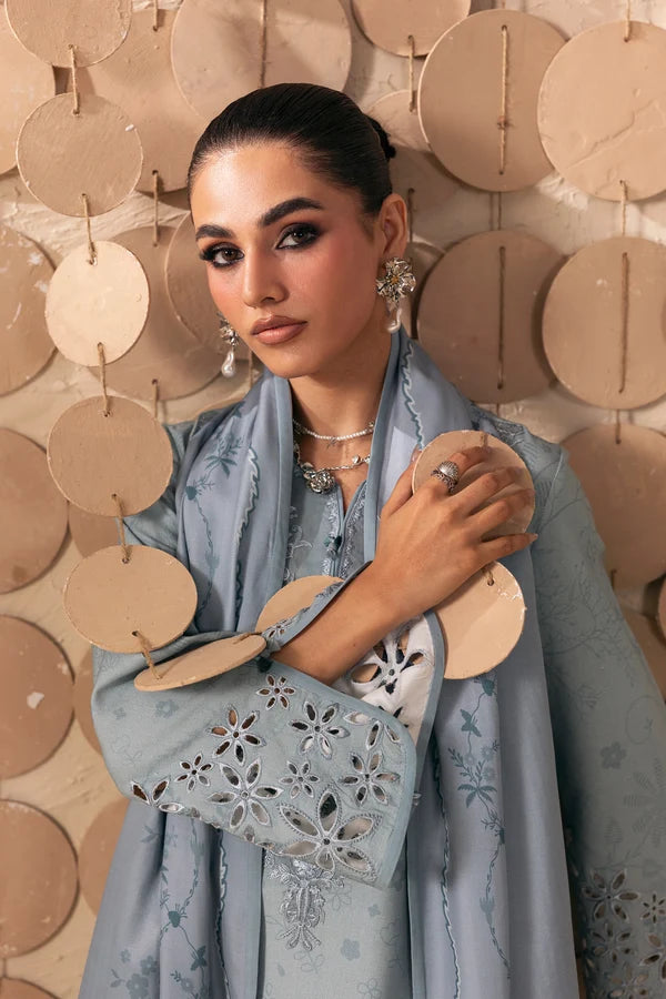 Q prints by Qalamkar Unstitched Embroidered Slub Linen 3 Piece Suit QLK26ULQ Oriana QPW-04A - Winter Collection