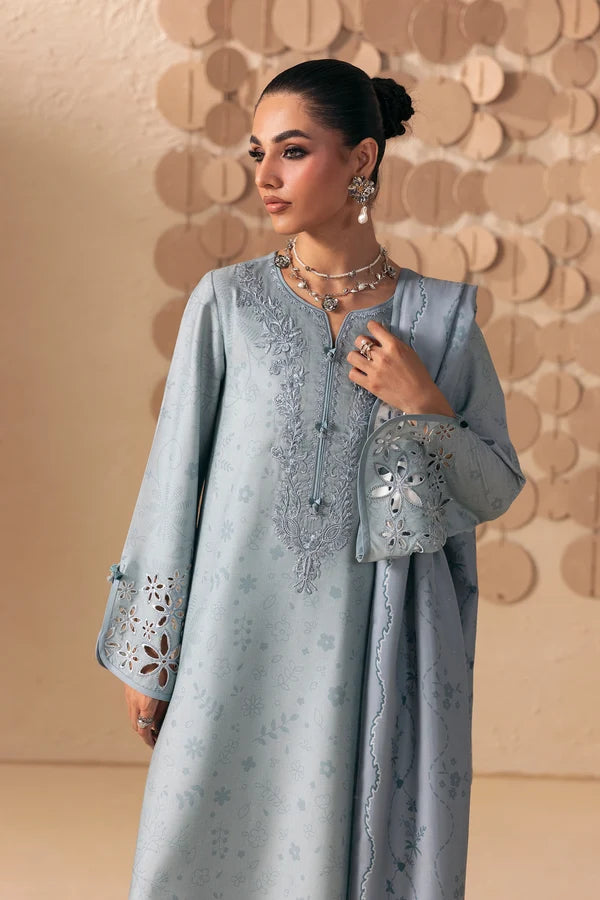 Q prints by Qalamkar Unstitched Embroidered Slub Linen 3 Piece Suit QLK26ULQ Oriana QPW-04A - Winter Collection