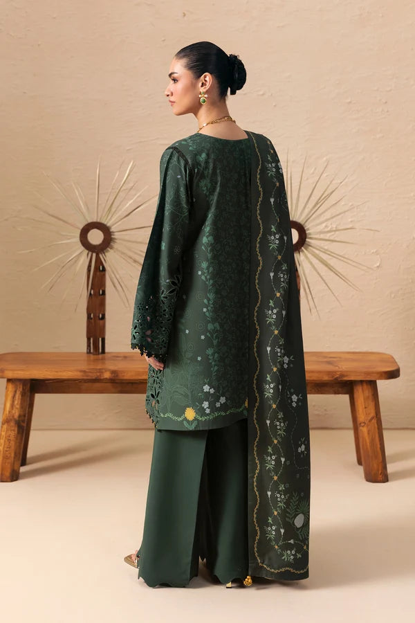Q prints by Qalamkar Unstitched Embroidered Slub Linen 3 Piece Suit QLK26ULQ Elaris QPW-04B - Winter Collection