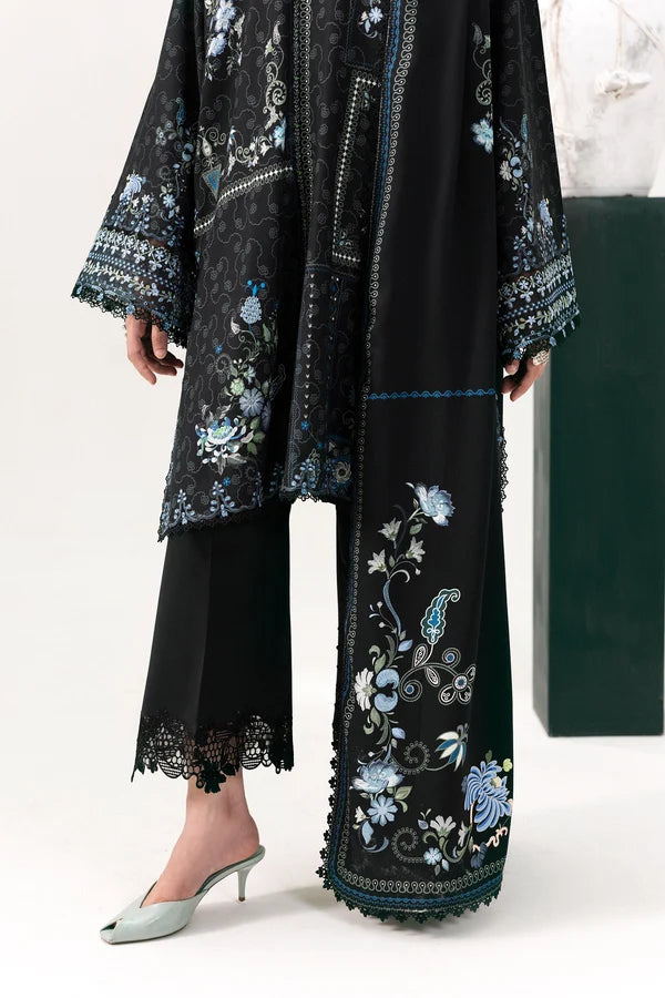 Q prints by Qalamkar Unstitched Embroidered Slub Linen 3 Piece Suit QLK26ULQ Luna QPW-05A - Winter Collection