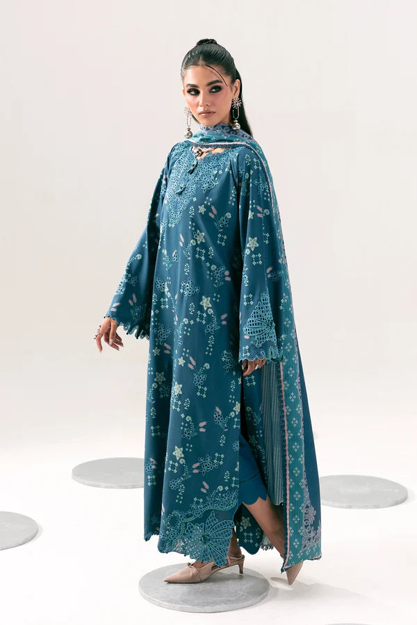 Q prints by Qalamkar Unstitched Embroidered Slub Linen 3 Piece Suit QLK26ULQ Rohi QPW-06B - Winter Collection