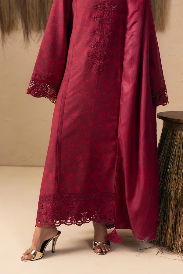 Q prints by Qalamkar Unstitched Embroidered Slub Linen 3 Piece Suit QLK26ULQ Arina QPW-07B - Winter Collection