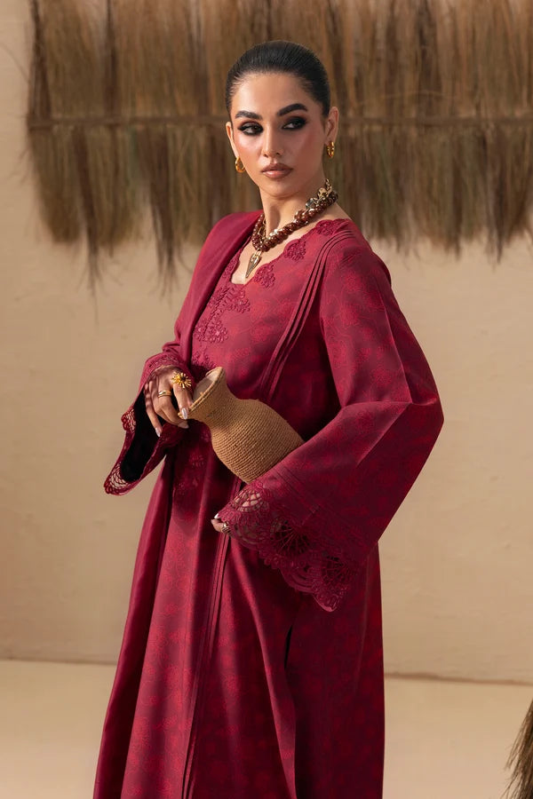 Q prints by Qalamkar Unstitched Embroidered Slub Linen 3 Piece Suit QLK26ULQ Arina QPW-07B - Winter Collection
