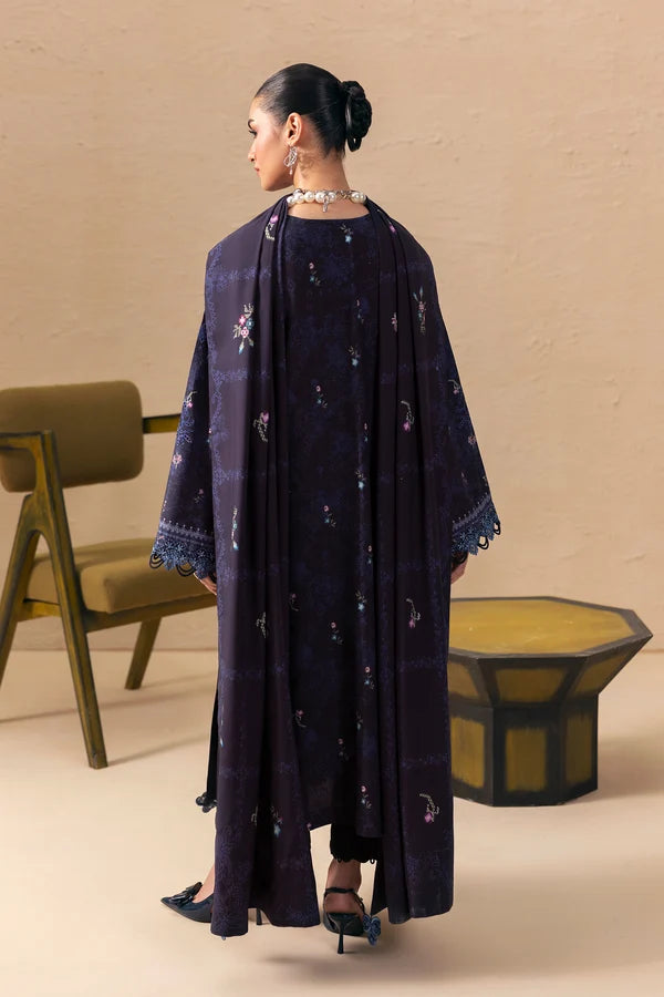 Q prints by Qalamkar Unstitched Embroidered Slub Linen 3 Piece Suit QLK26ULQ Noreen QPW-08A - Winter Collection