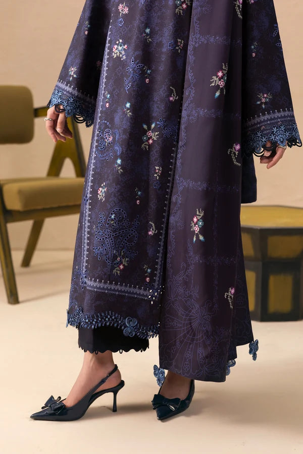 Q prints by Qalamkar Unstitched Embroidered Slub Linen 3 Piece Suit QLK26ULQ Noreen QPW-08A - Winter Collection