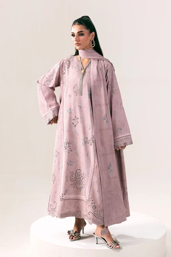 Q prints by Qalamkar Unstitched Embroidered Slub Linen 3 Piece Suit QLK26ULQ Waniya QPW-08B - Winter Collection